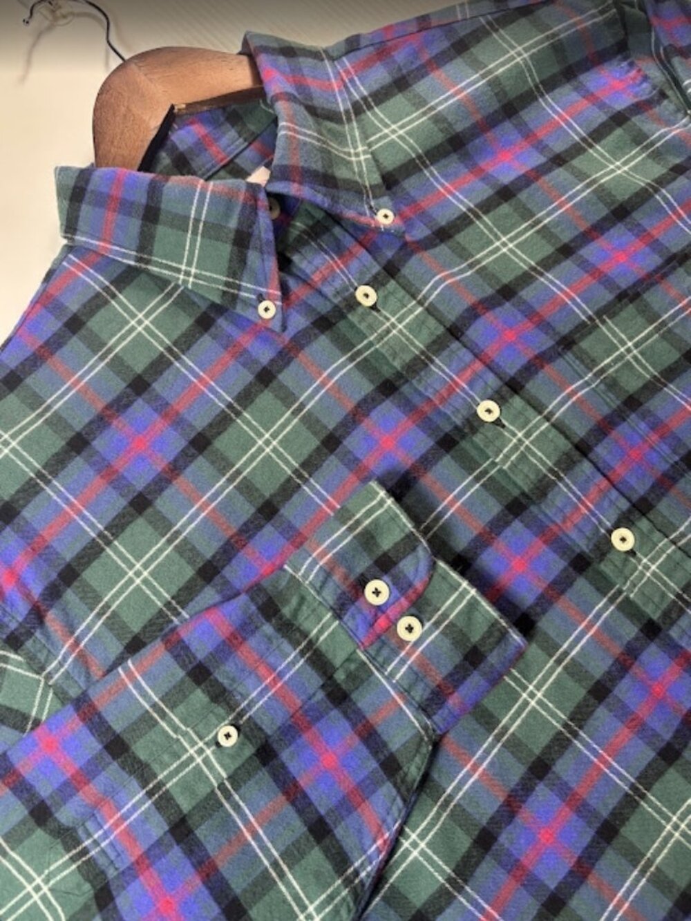 Brooks Brothers Button Down Shirt Mens L Madison Fit Plaid Flannel Cotton
